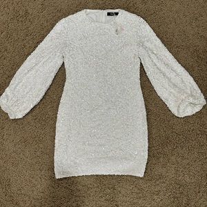 White sequin mini dress